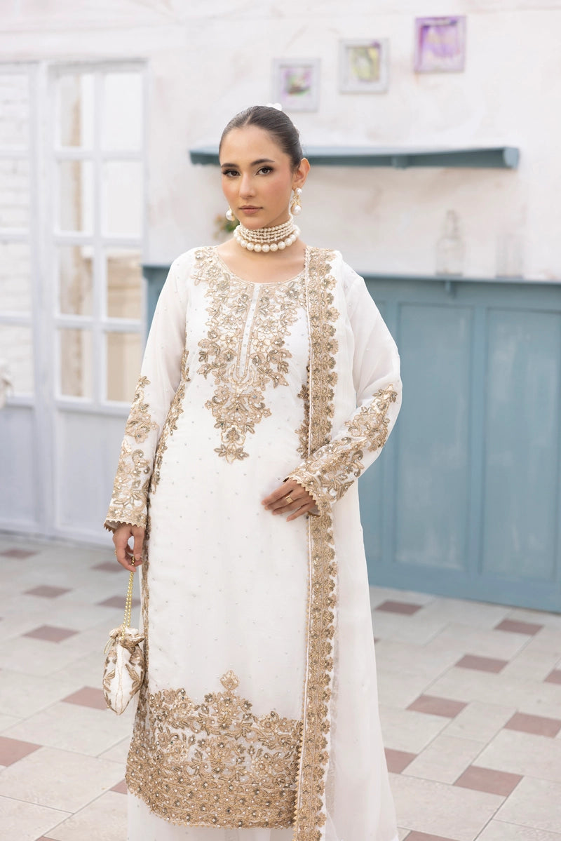 Aliyah Wedding Collection Ladies Chiffon Sharara White Oufit