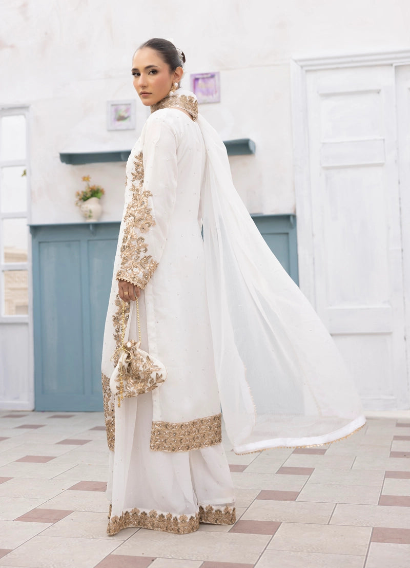 Aliyah Wedding Collection Ladies Chiffon Sharara White Oufit
