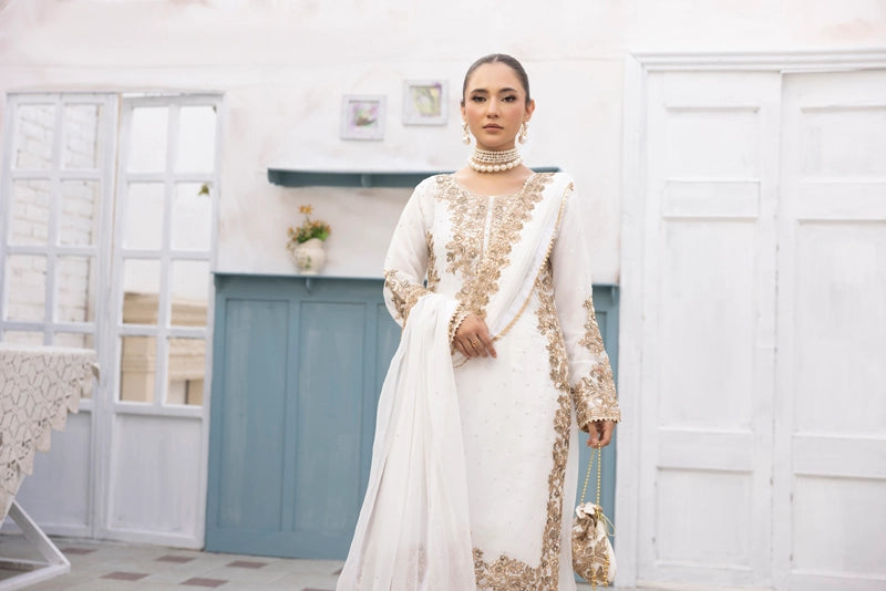 Aliyah Wedding Collection Ladies Chiffon Sharara White Oufit