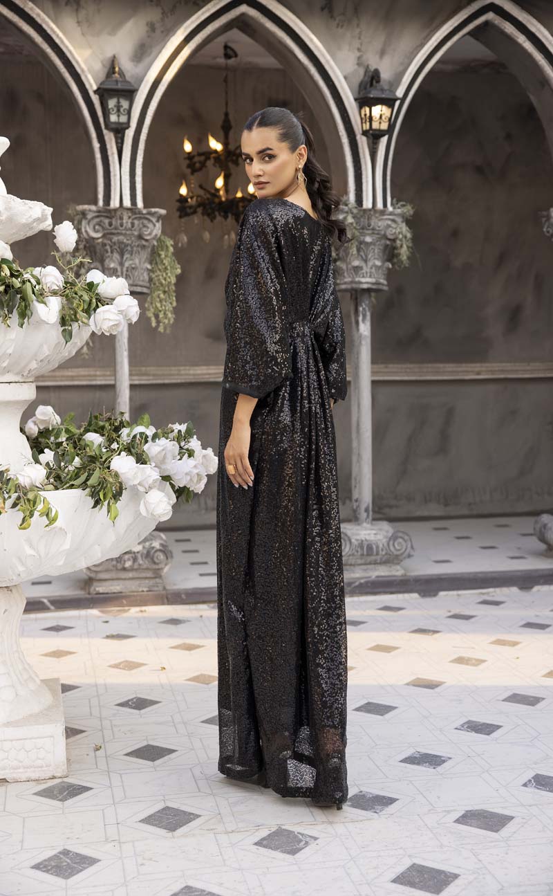 Moonlight Eid Edition Black Net Kaftan - Desi Posh