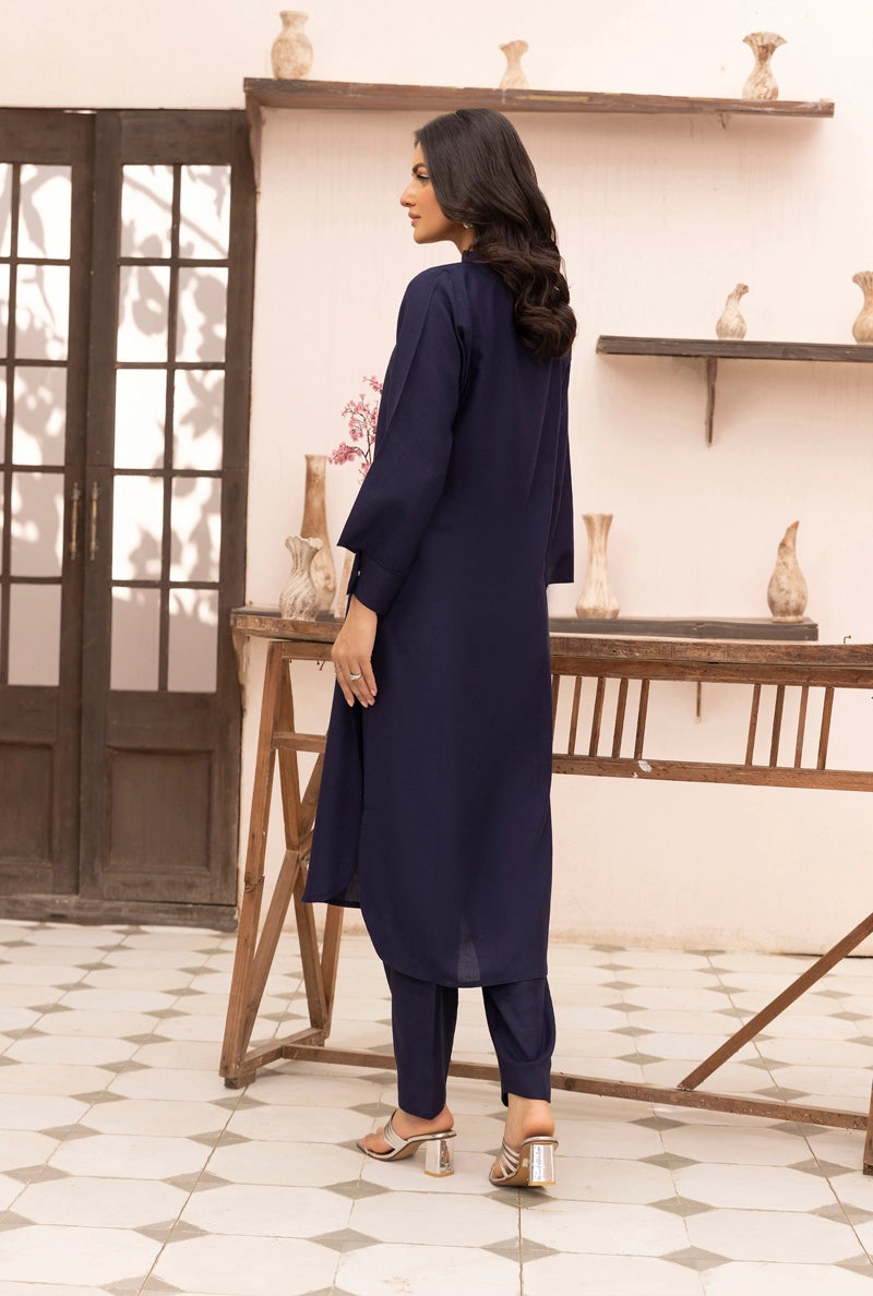 Ethnic Designer Inspired 2 Piece Co-ords Dhanak Winter Outfit Navy Blue