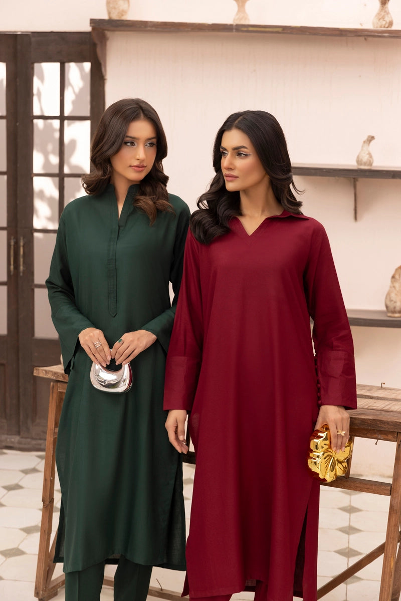 Ethnic Designer Inspired 2 Piece Co-ords Dhanak Winter Outfit Green