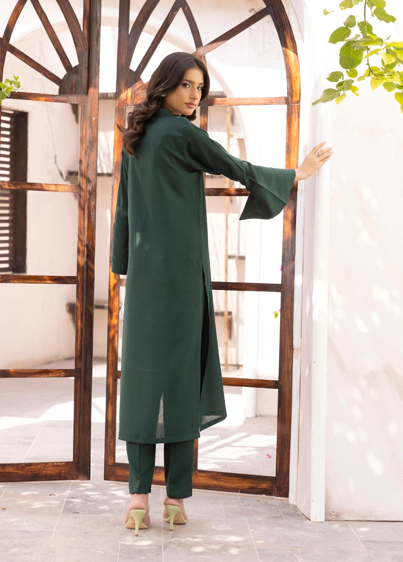 Ethnic Designer Inspired 2 Piece Co-ords Dhanak Winter Outfit Green