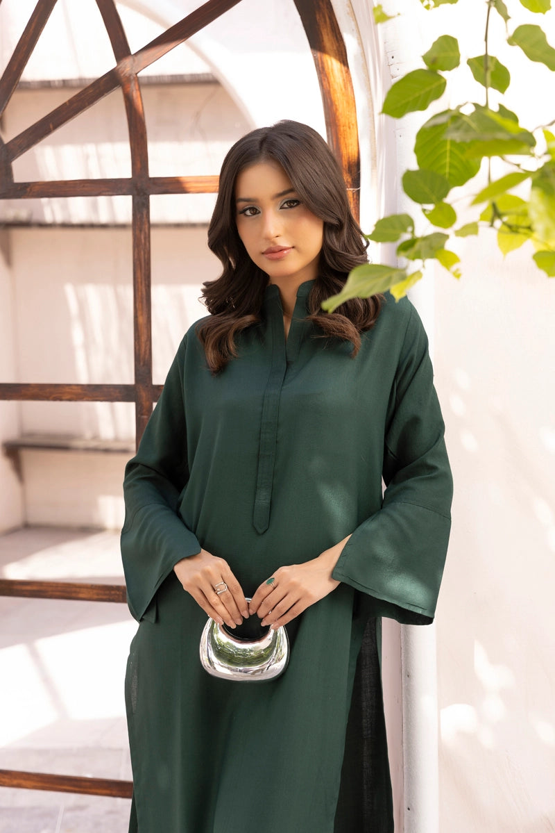 Ethnic Designer Inspired 2 Piece Co-ords Dhanak Winter Outfit Green