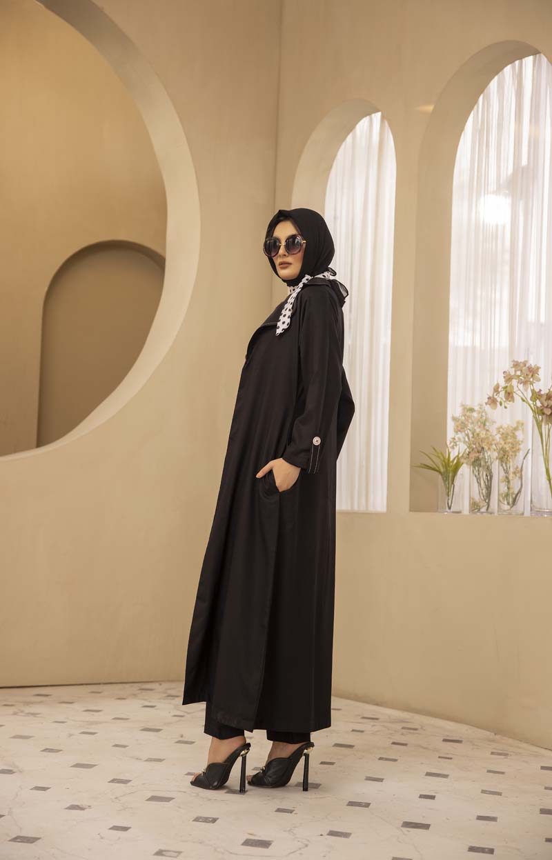 Modest Wear By Simrans 3 Piece Linen Outfit Black DLC01 - Desi Posh