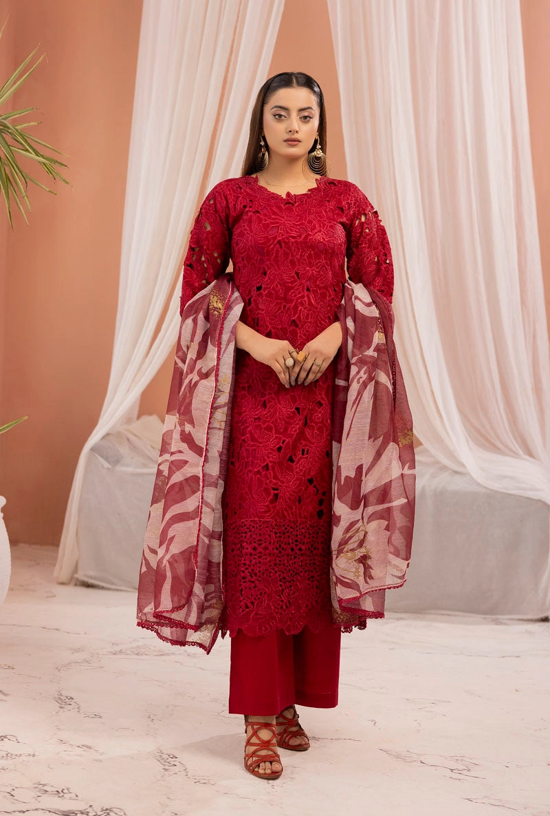 Red Rang Rang Rasiya Alaya Inspired Embroidered Red 3 Piece Outfitβ Desi Posh