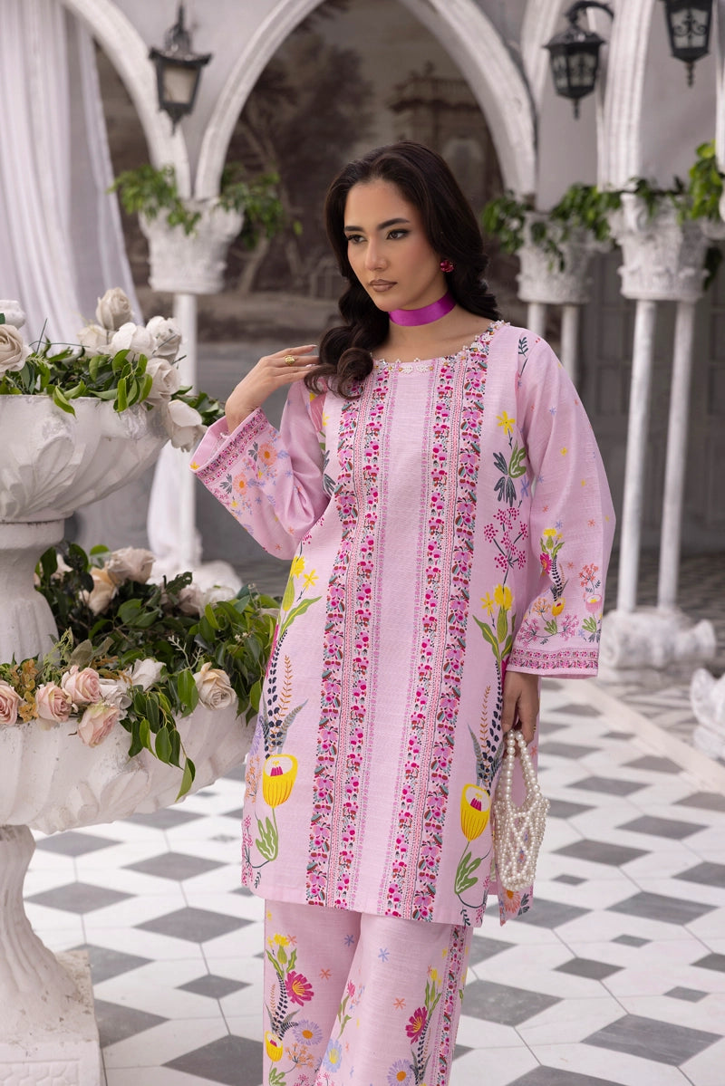 Sapphire Inspired 2 Piece Co-ords Khaddar Winter Outfit Pink