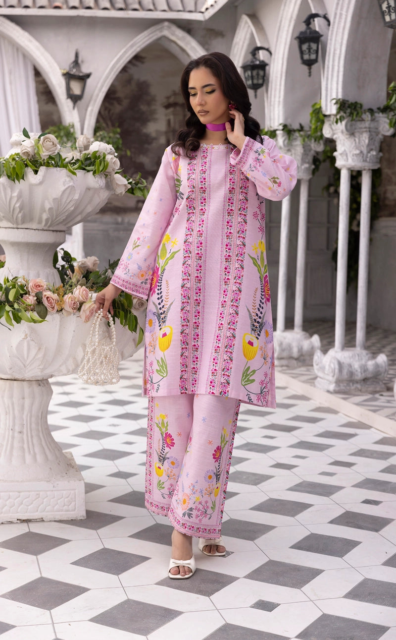 Sapphire Inspired 2 Piece Co-ords Khaddar Winter Outfit Pink