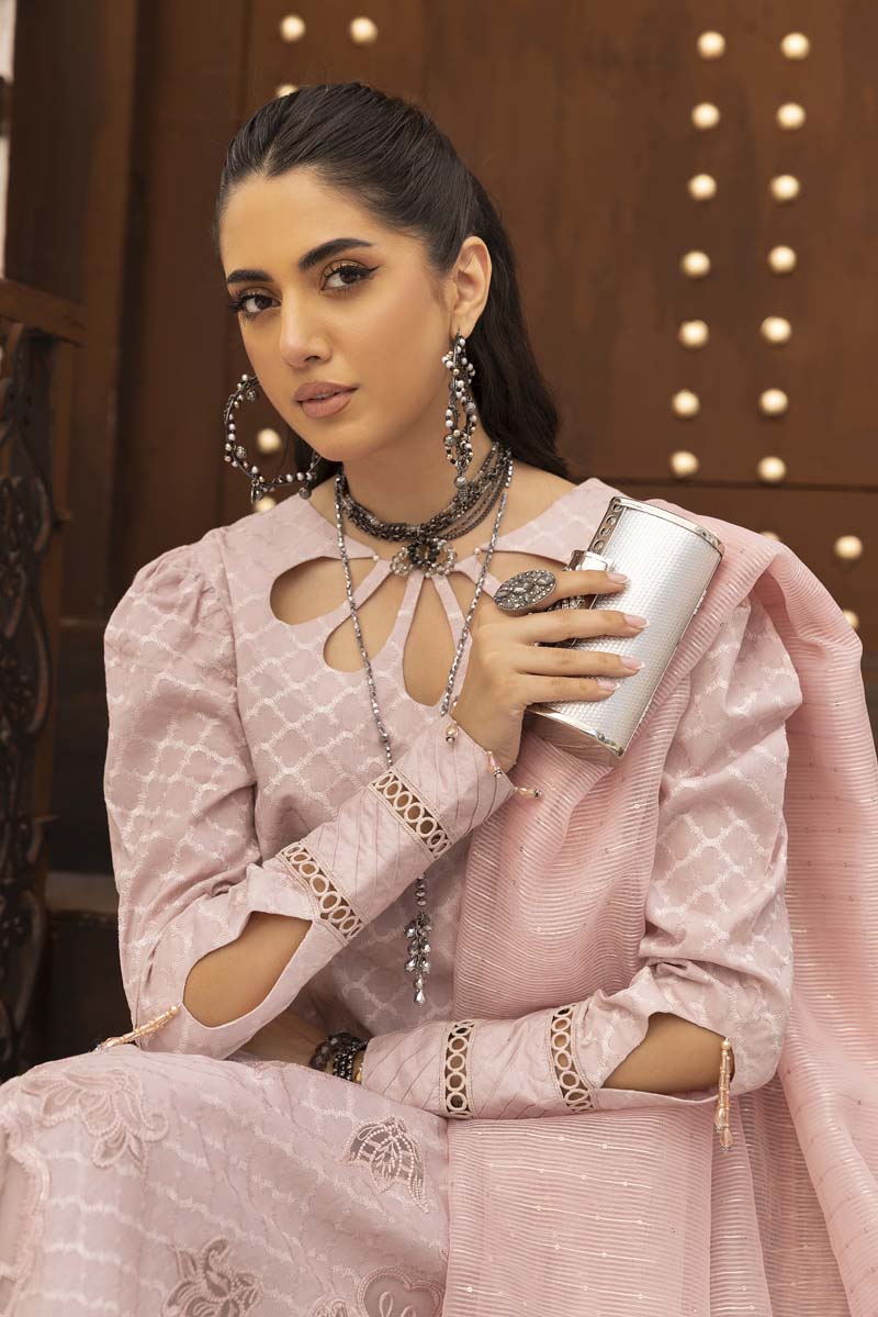 Ally's Luxury Lawn Chikan Kari Eid Suit Lilac AL707 - Desi Posh