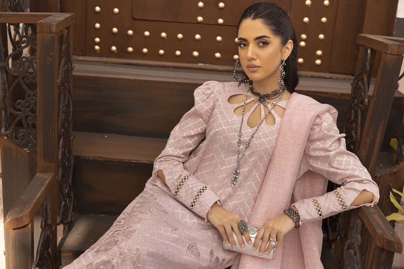 Ally's Luxury Lawn Chikan Kari Eid Suit Lilac AL707 - Desi Posh