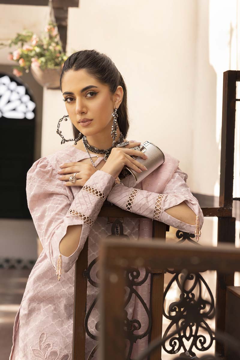 Ally's Luxury Lawn Chikan Kari Eid Suit Lilac AL707 - Desi Posh