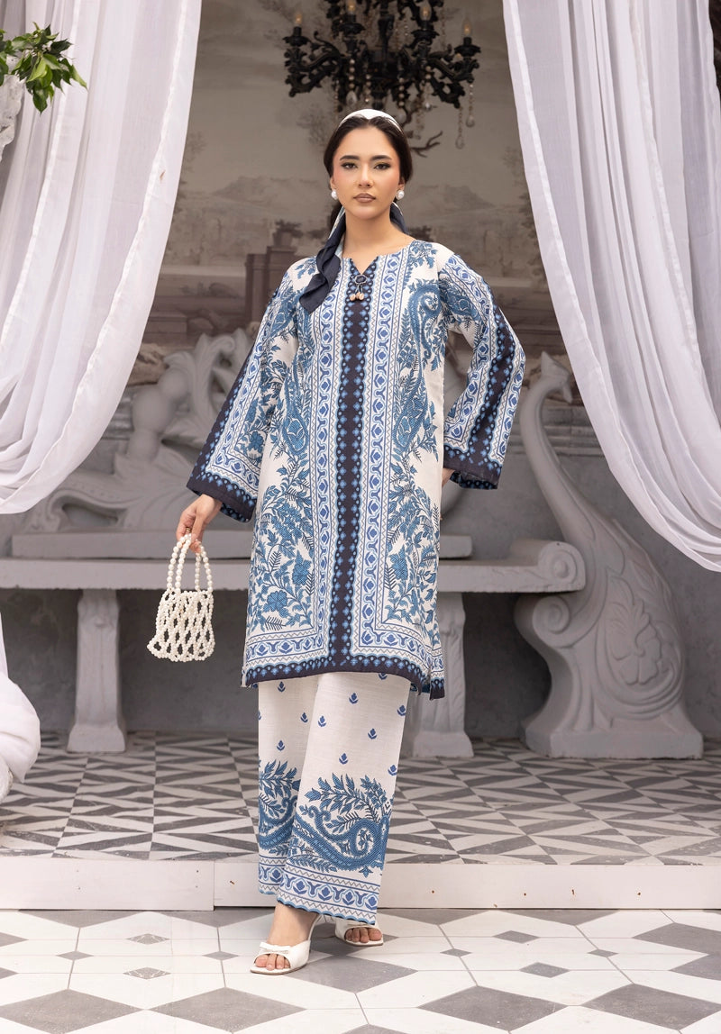 Sapphire Inspired 2 Piece Co-ords Khaddar Winter Outfit Blue