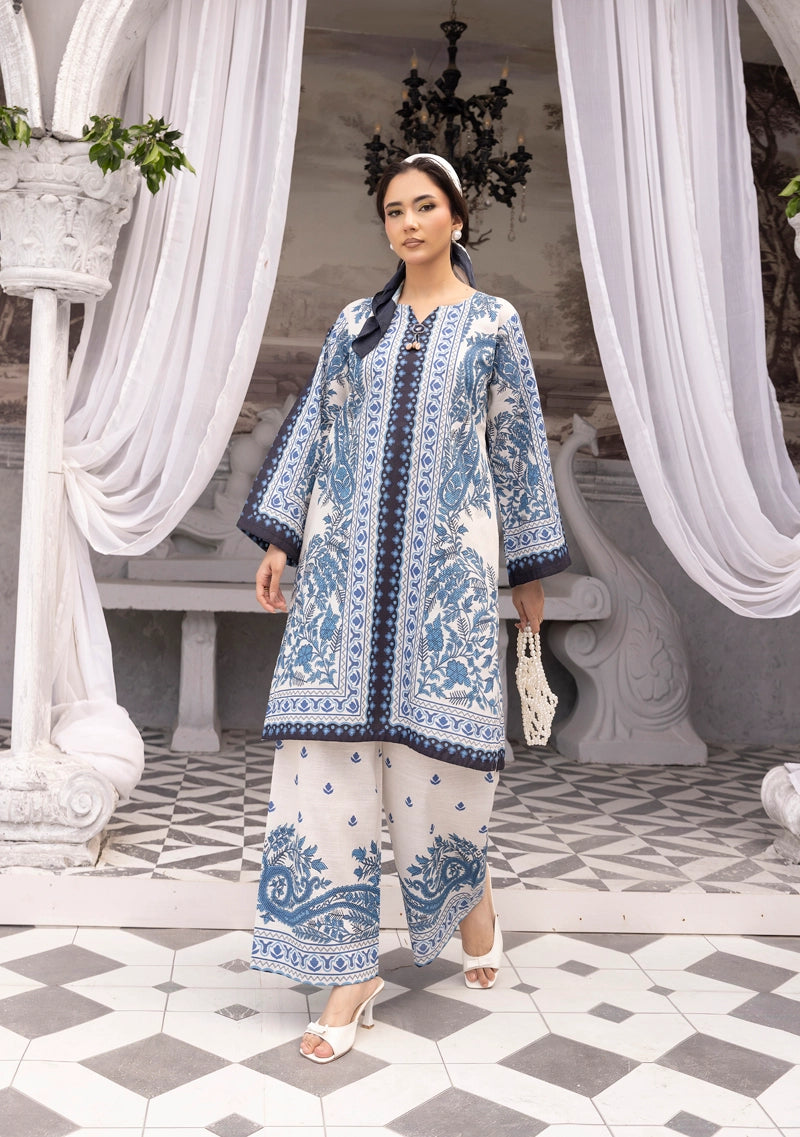 Sapphire Inspired 2 Piece Co-ords Khaddar Winter Outfit Blue