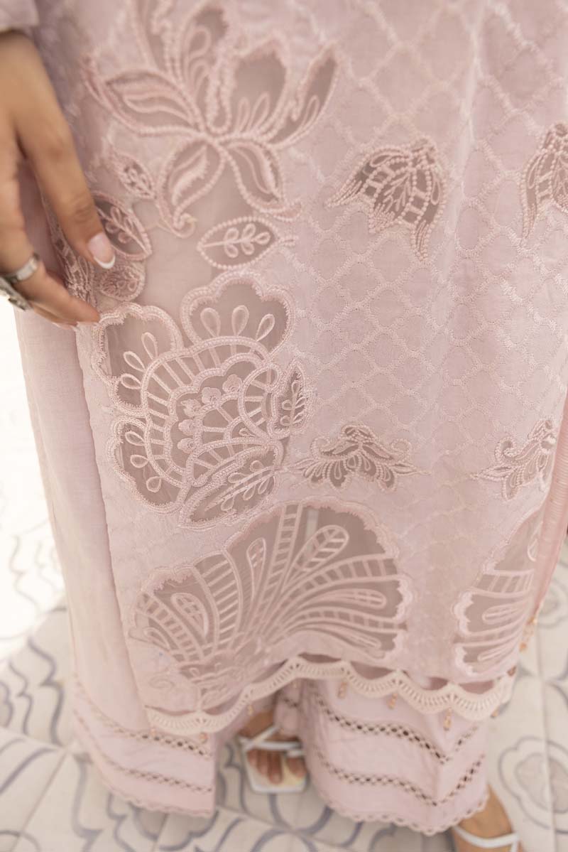 Ally's Luxury Lawn Chikan Kari Eid Suit Lilac AL707 - Desi Posh