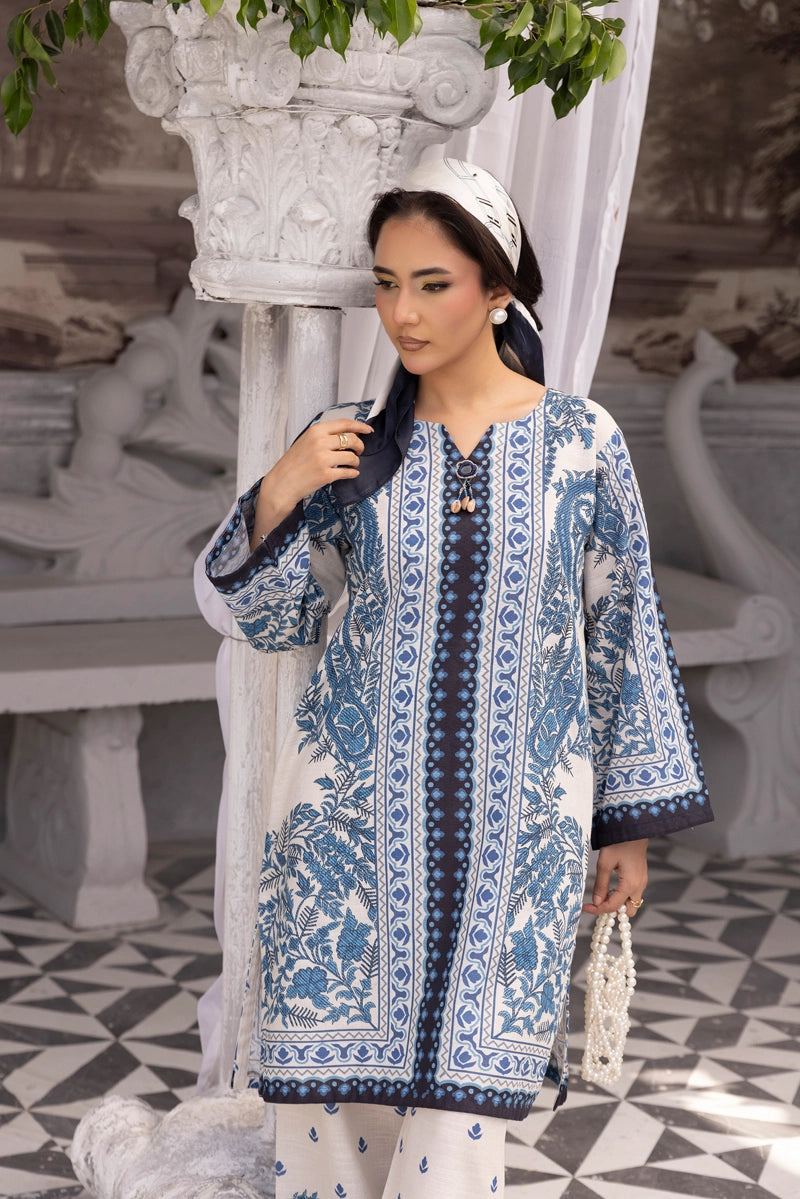 Sapphire Inspired 2 Piece Co-ords Khaddar Winter Outfit Blue