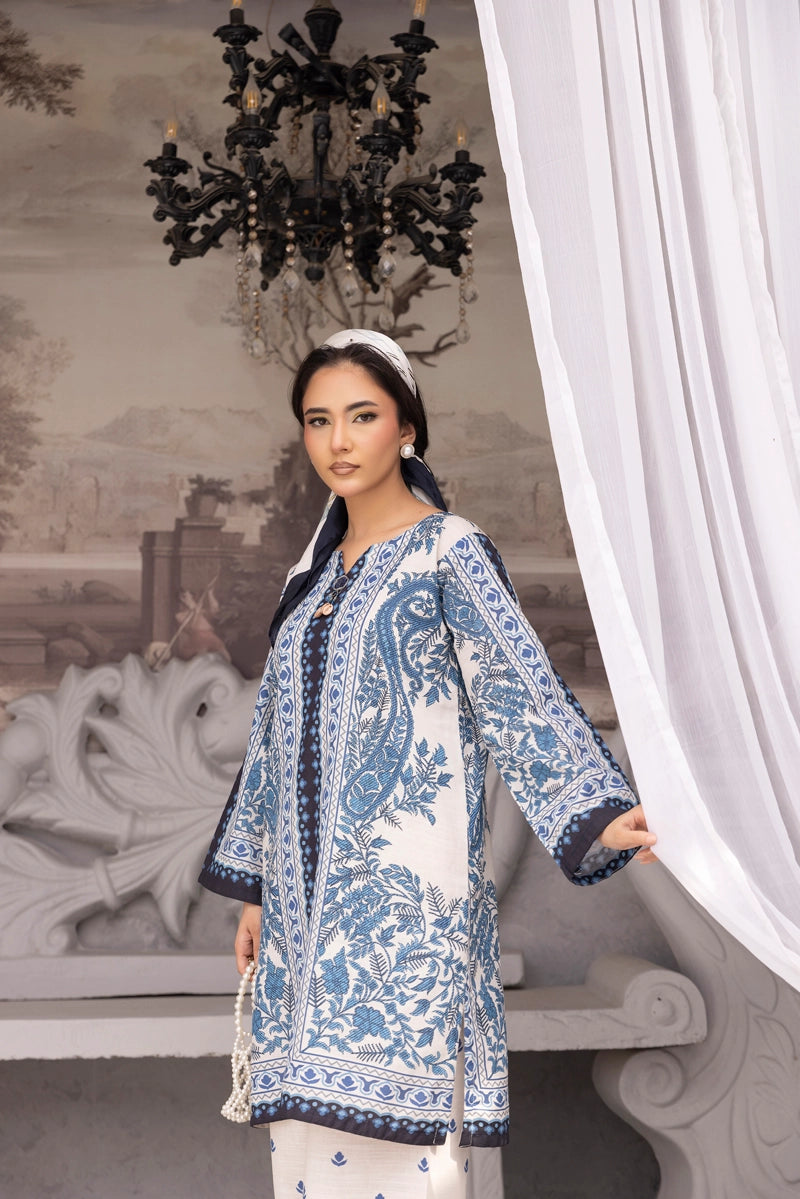 Sapphire Inspired 2 Piece Co-ords Khaddar Winter Outfit Blue