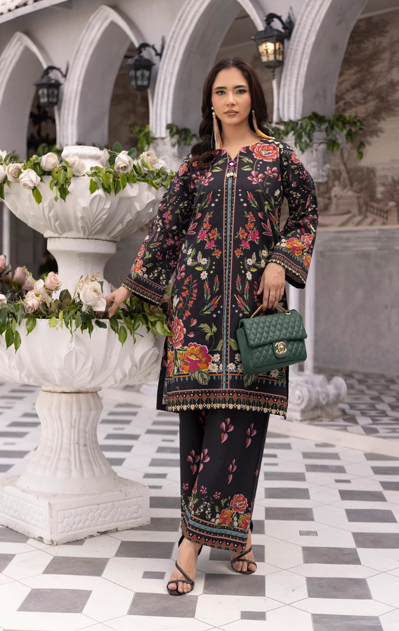 Sapphire Inspired 2 Piece Co-ords Khaddar Winter Outfit Black