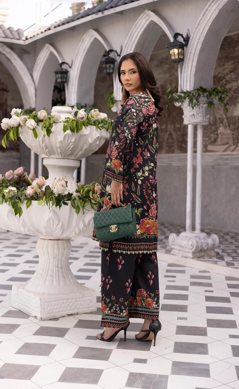 Sapphire Inspired 2 Piece Co-ords Khaddar Winter Outfit Black