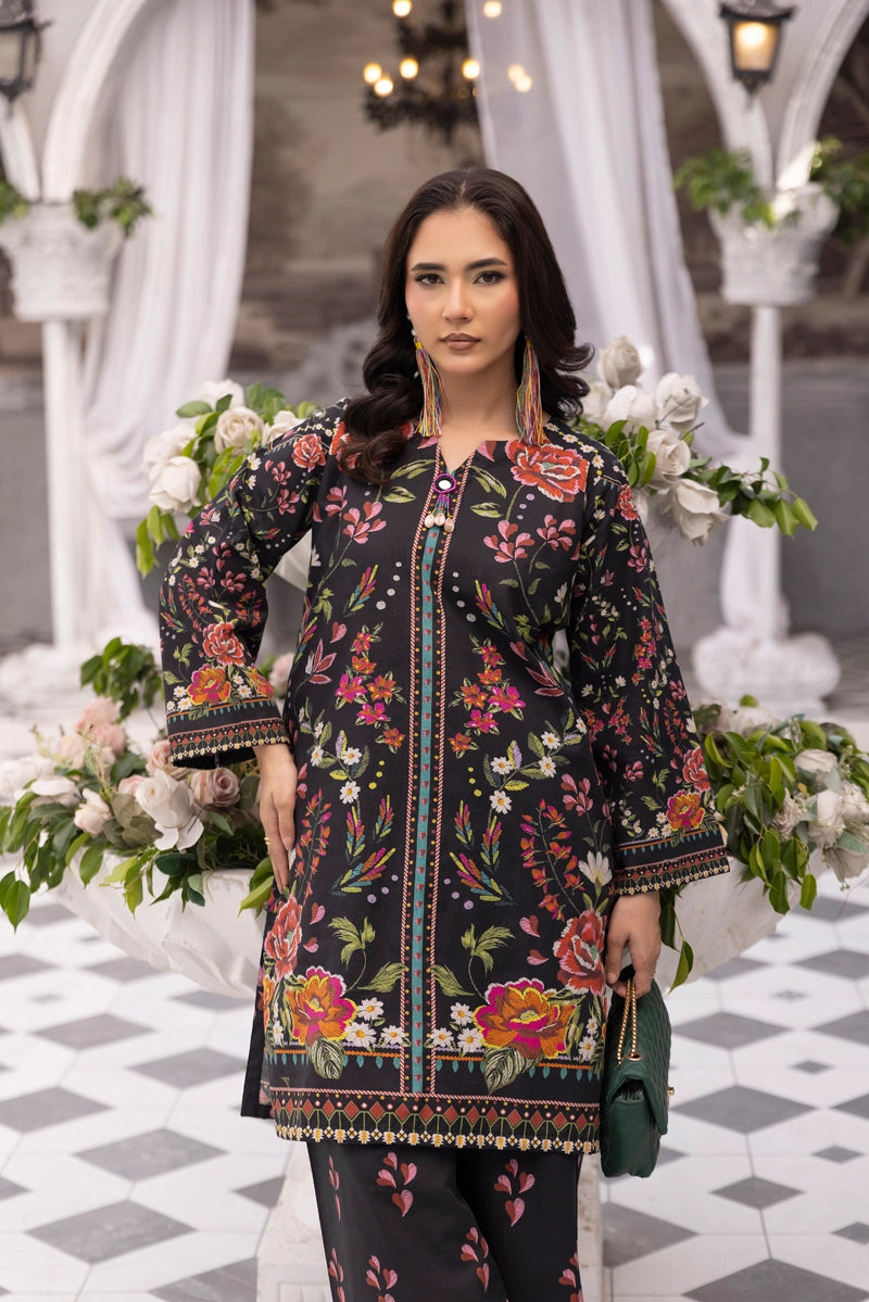 Sapphire Inspired 2 Piece Co-ords Khaddar Winter Outfit Black