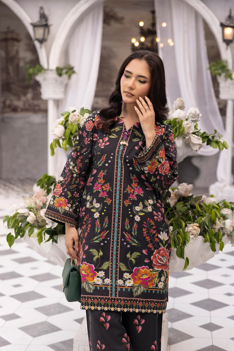 Sapphire Inspired 2 Piece Co-ords Khaddar Winter Outfit Black