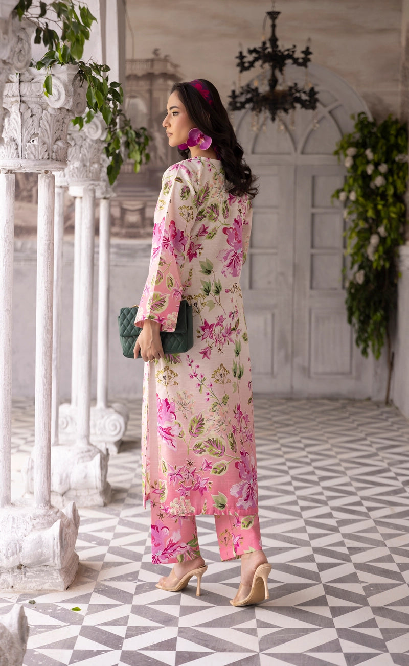 Sapphire Inspired 2 Piece Co-ords Khaddar Winter Outfit Pink and Cream