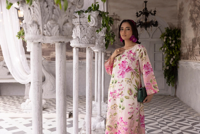 Sapphire Inspired 2 Piece Co-ords Khaddar Winter Outfit Pink and Cream