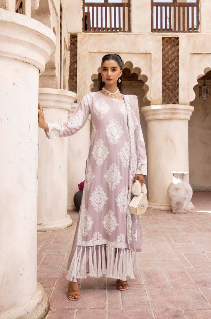 Chand Taupe Ladies 3 Piece Suit With Embroidered Dupatta - Desi Posh
