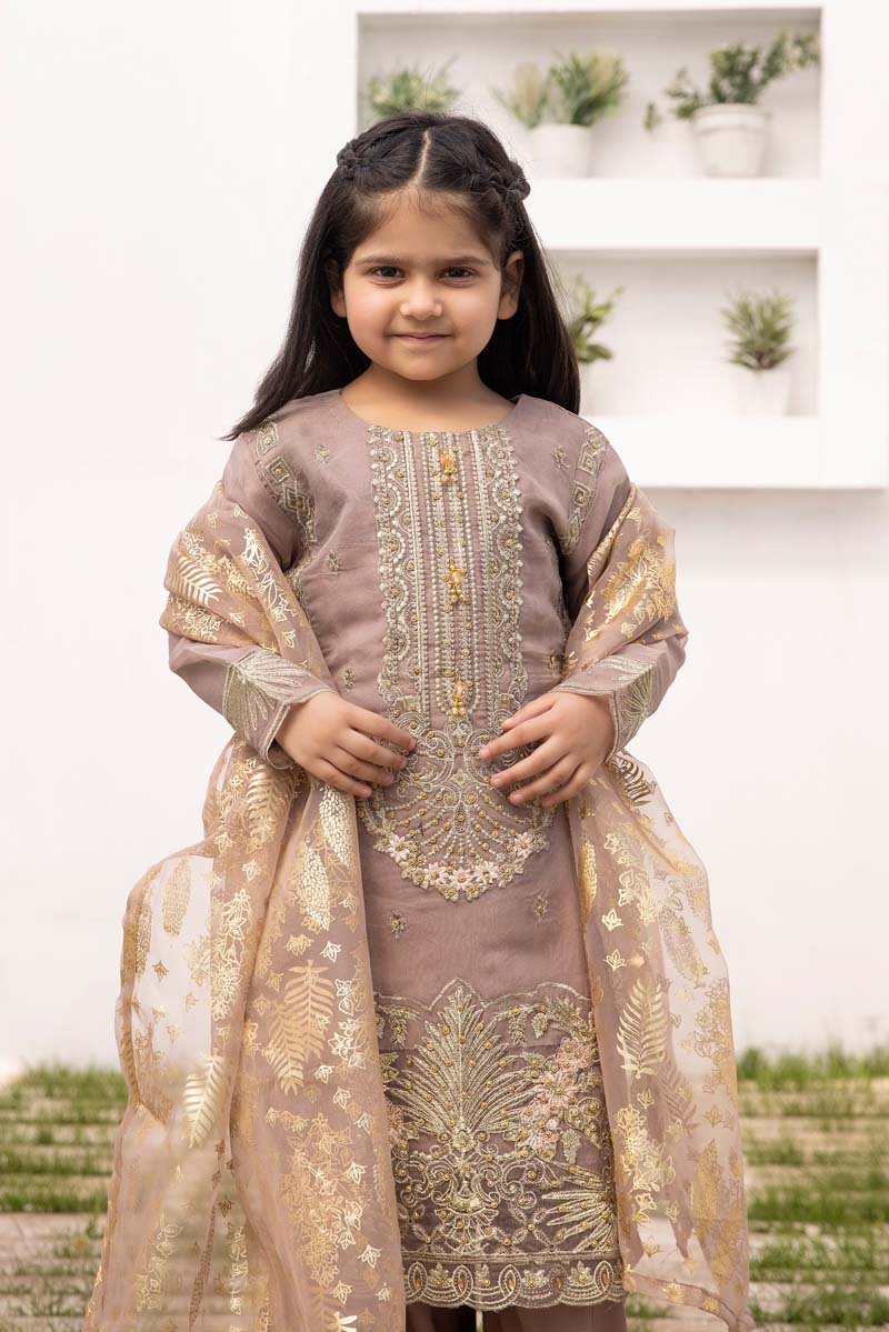 Simrans Organza Mummy & Me Kids Eid suit Deepest Mauve - Desi Posh