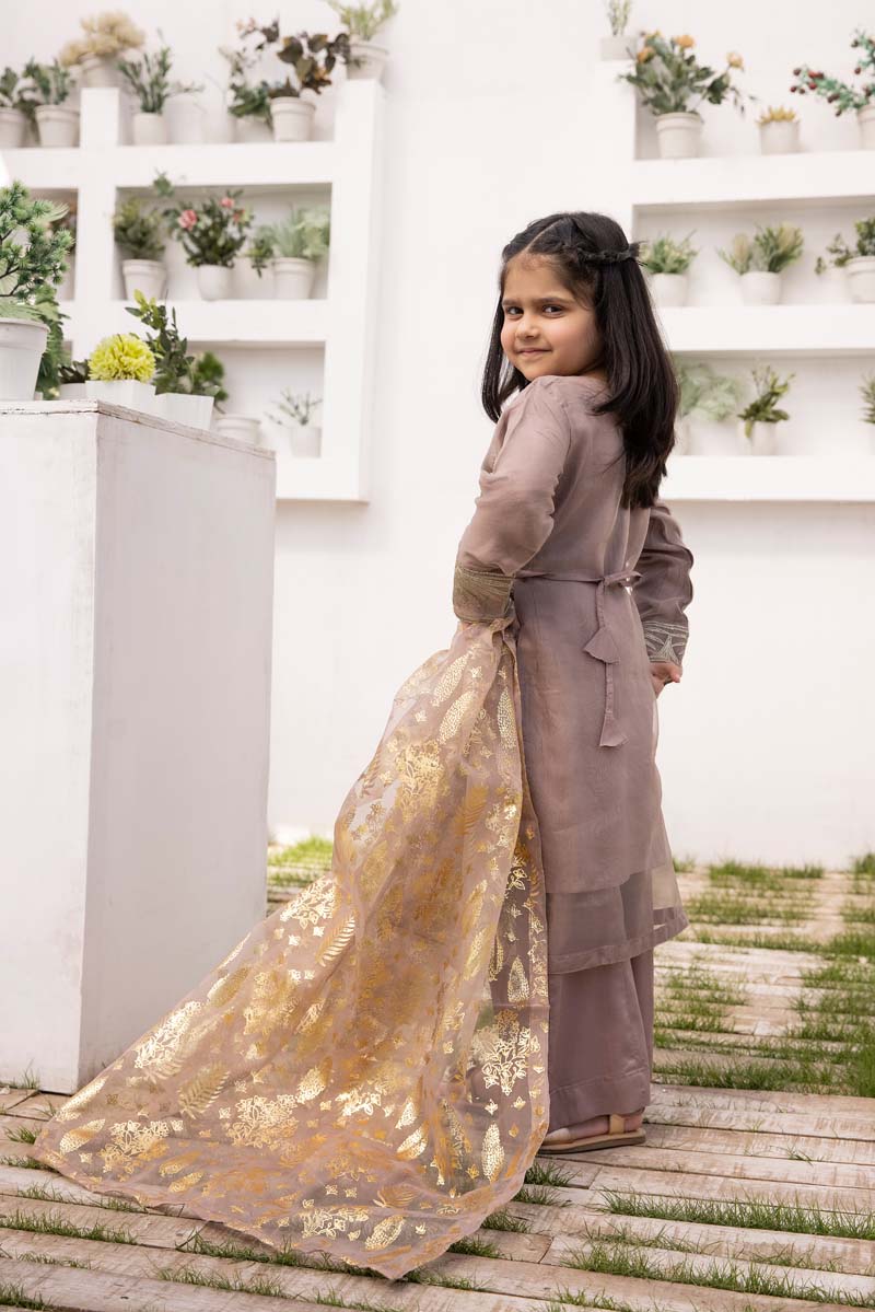 Simrans Organza Mummy & Me Kids Eid suit Deepest Mauve - Desi Posh