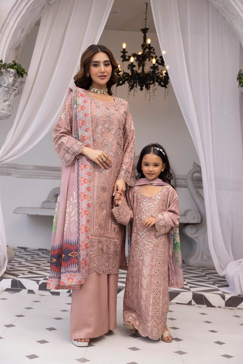 Amelia Mummy & Me Girls Peach Eid Outfit