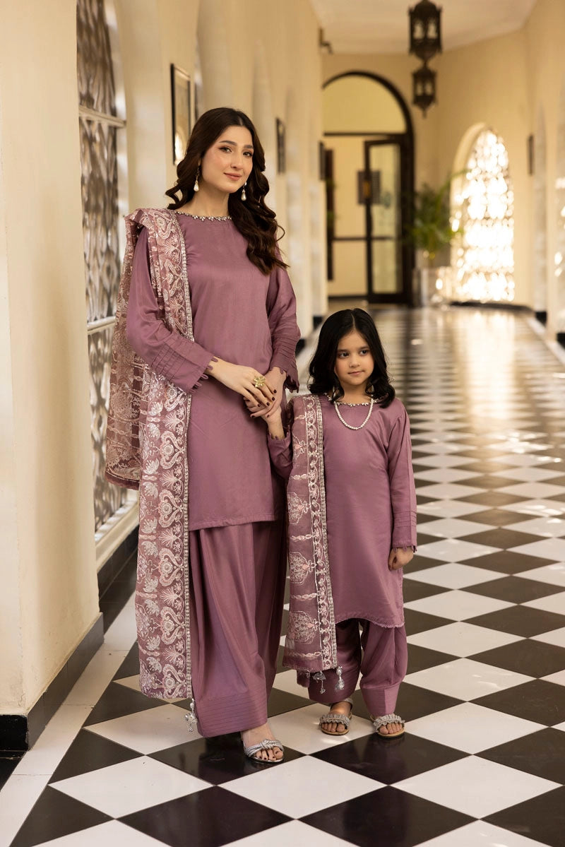 Kaash Eid Luxe Mummy & Me Girls Lilac Fershi Salwar Eid Outfit MNC05K