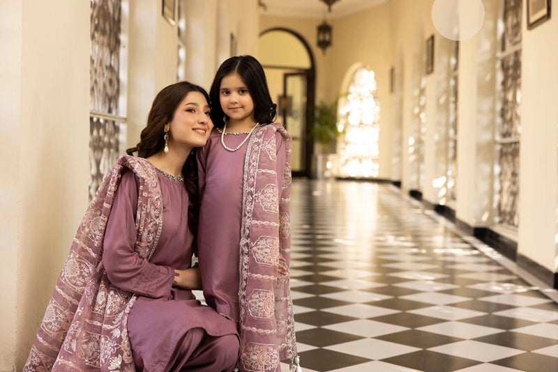Kaash Eid Luxe Mummy & Me Girls Lilac Fershi Salwar Eid Outfit MNC05K