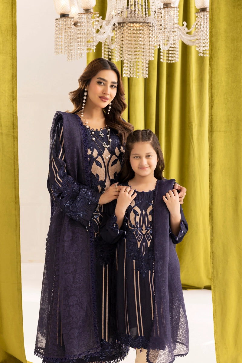 Maria B inspired Mummy & Me Ladies Navy Embroidered Eid Outfit GDP243