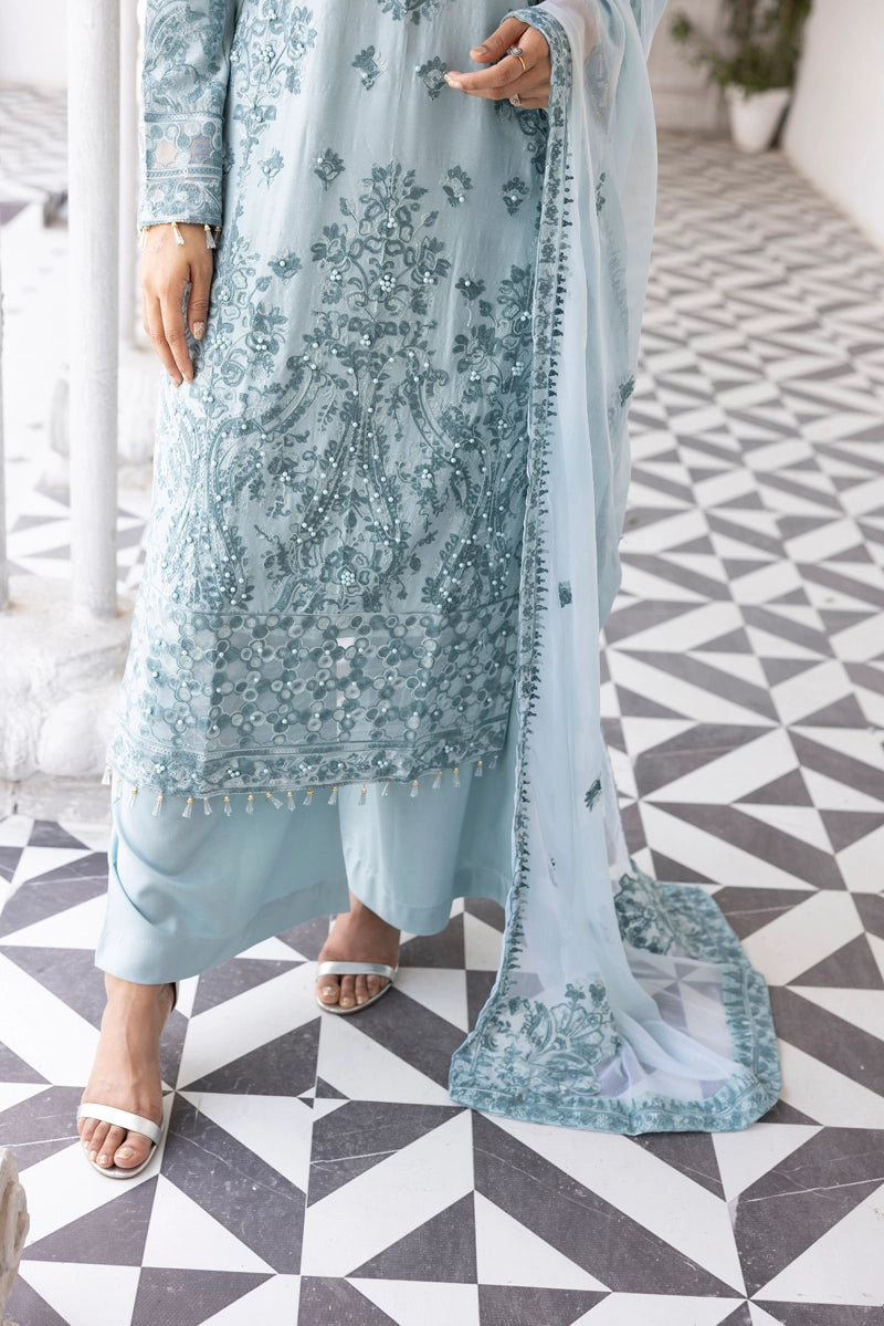 Jalwa Mint Ladies 3 Piece Palazzo Suit With Chiffon Dupatta