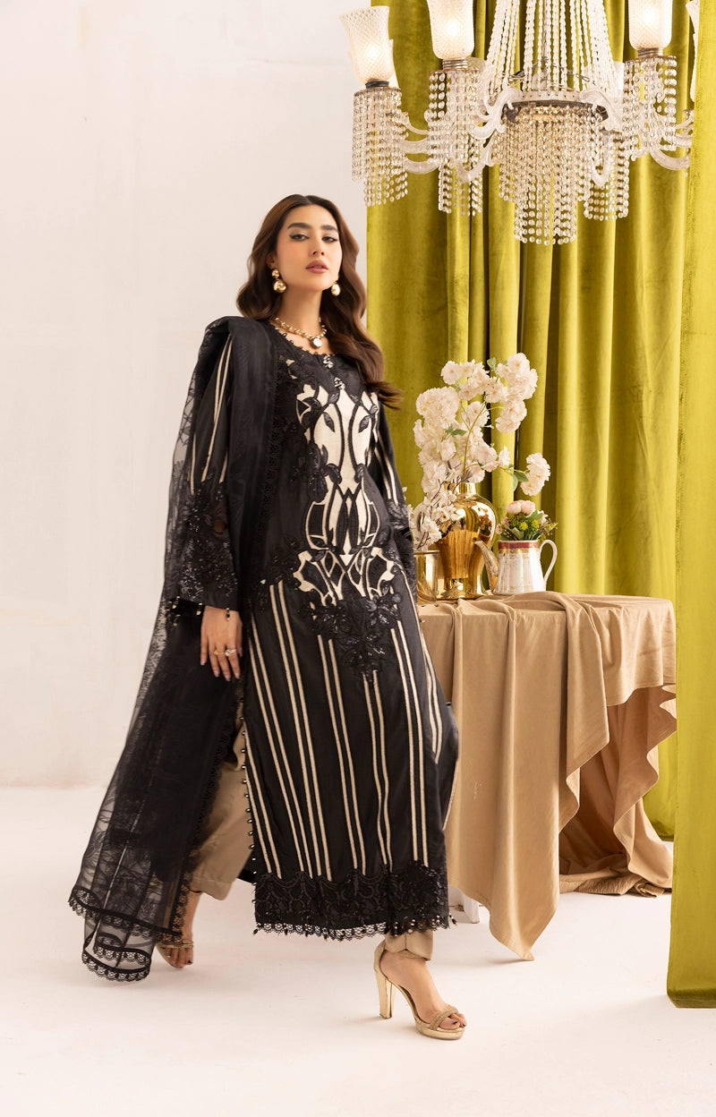 Maria B inspired Mummy & Me Ladies Black Embroidered Eid Outfit GDP243 - Desi Posh