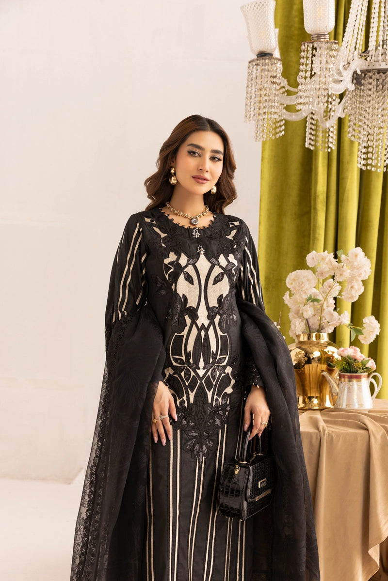 Maria B inspired Mummy & Me Ladies Black Embroidered Eid Outfit GDP243 - Desi Posh