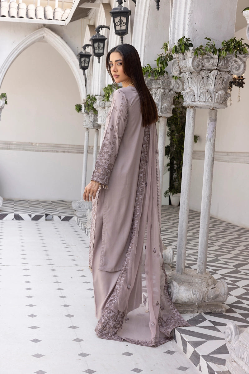 Jalwa Light Lilac Ladies 3 Piece Palazzo Suit With Chiffon Dupatta