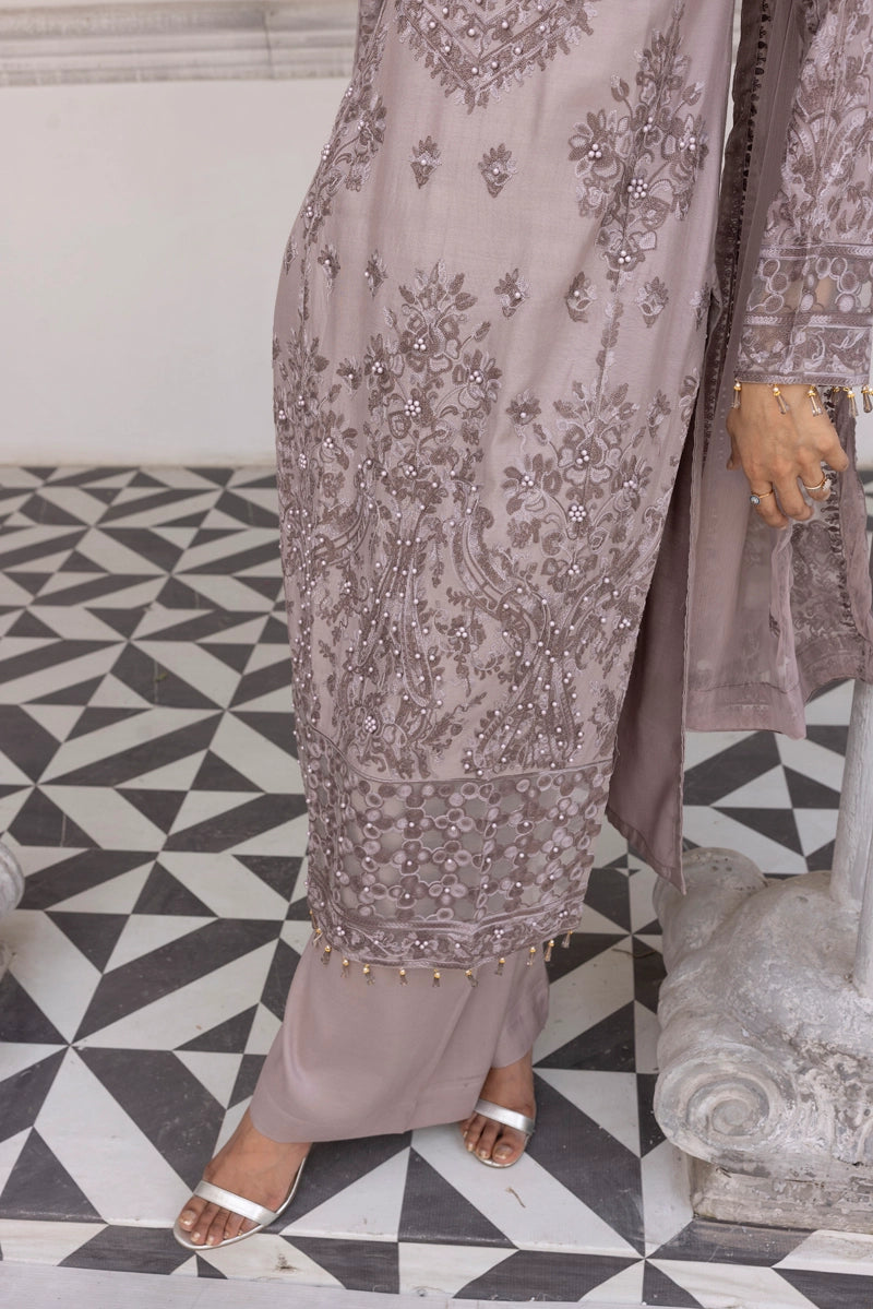 Jalwa Light Lilac Ladies 3 Piece Palazzo Suit With Chiffon Dupatta