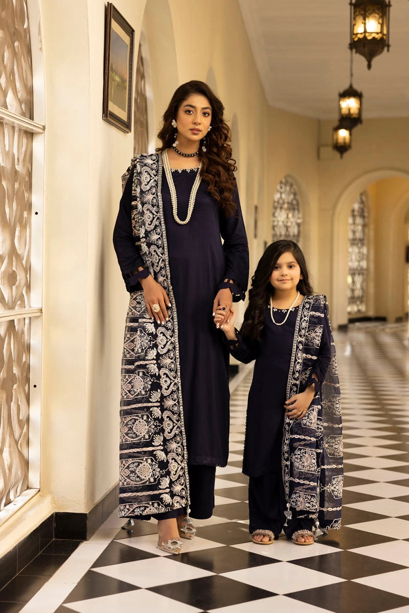 Kaash Eid Luxe Mummy & Me Girls Navy Palazzo Eid Outfit MNC06K