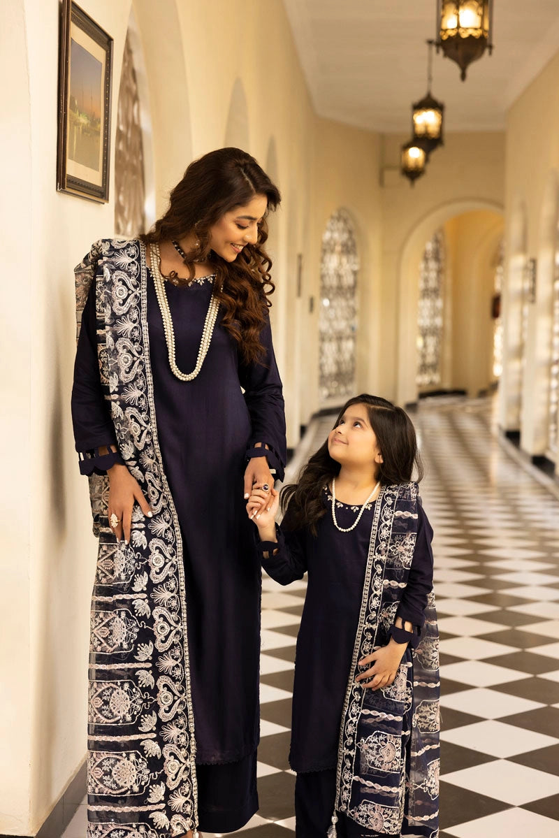 Kaash Eid Luxe Mummy & Me Girls Navy Palazzo Eid Outfit MNC06K