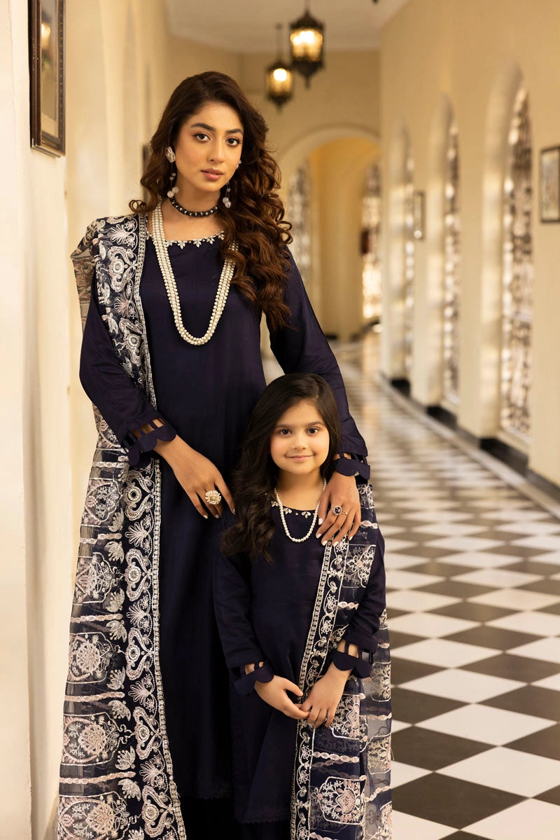 Kaash Eid Luxe Mummy & Me Girls Navy Palazzo Eid Outfit MNC06K