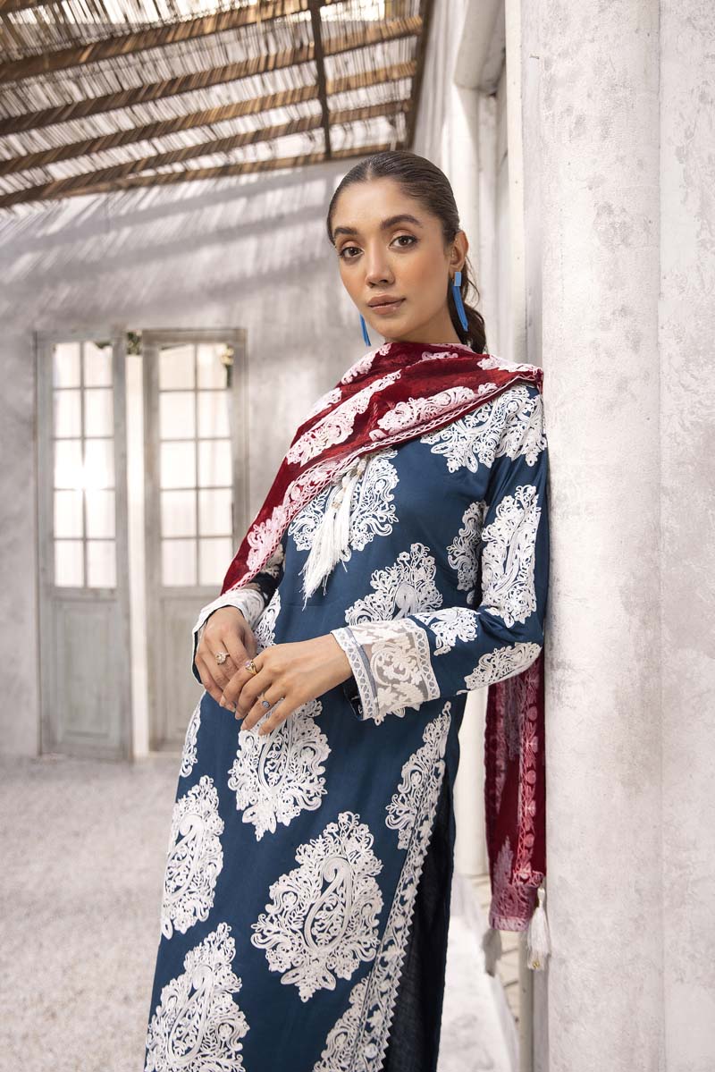 Jannat 3.0 Teal Ladies 3 Piece Suit With Chiffon Dupatta - Desi Posh