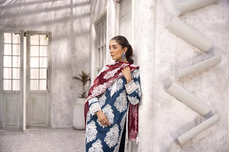 Jannat 3.0 Teal Ladies 3 Piece Suit With Chiffon Dupatta - Desi Posh