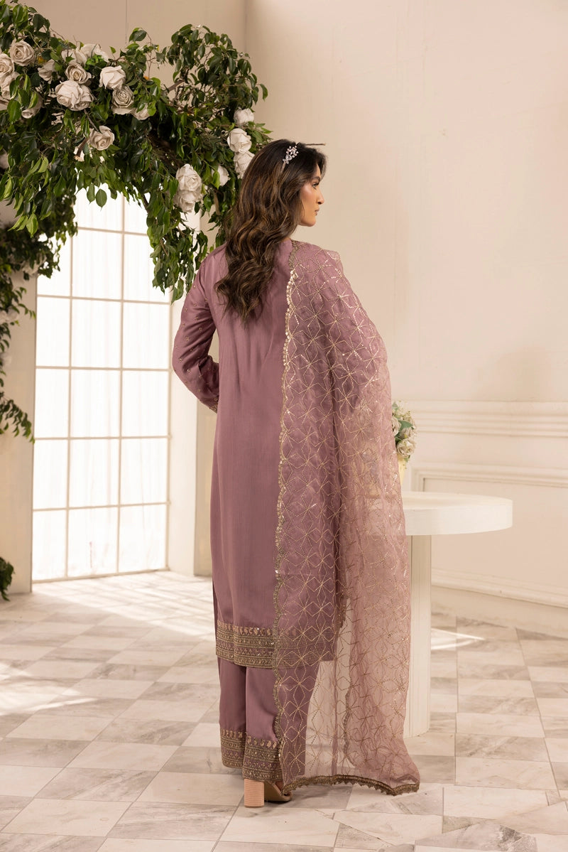 Charisma Amor Luxe Collection Viscose Silk 3 Piece Lilac Eid Outfit - Desi Posh