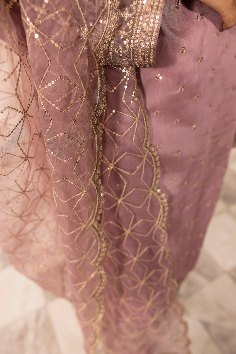 Charisma Amor Luxe Collection Viscose Silk 3 Piece Lilac Eid Outfit - Desi Posh