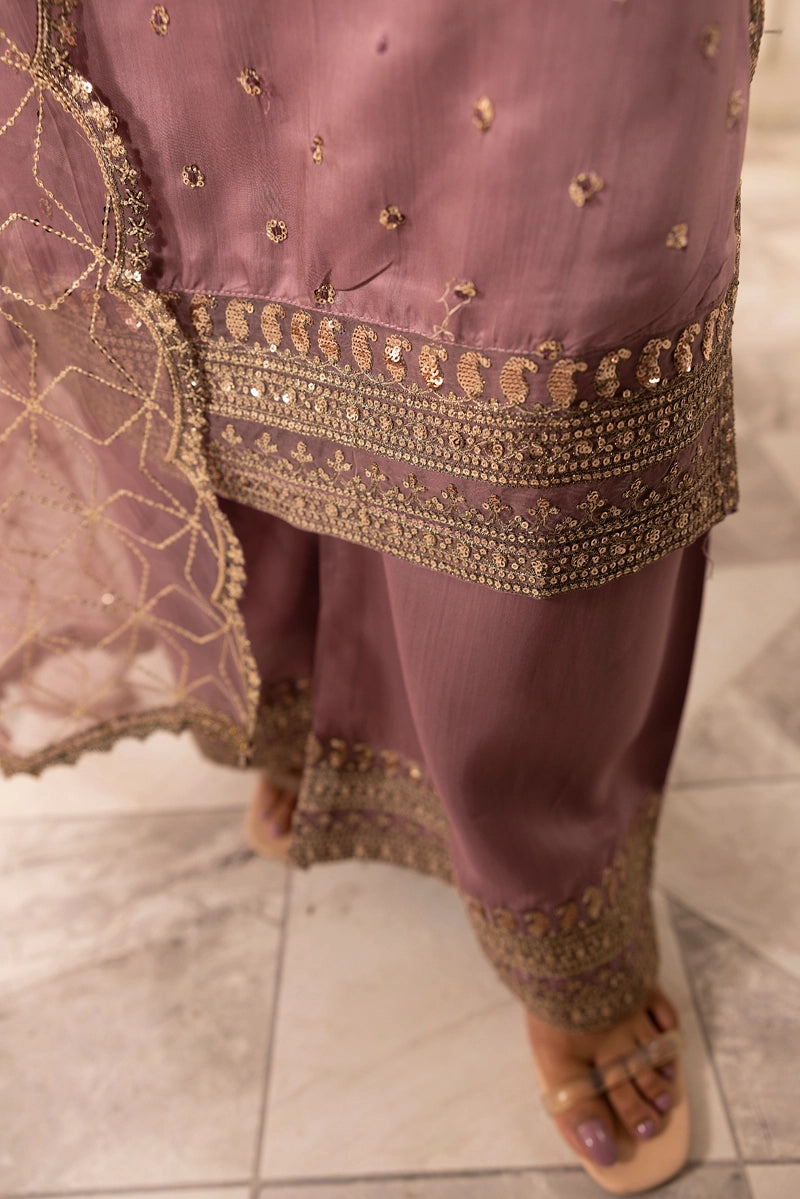 Charisma Amor Luxe Collection Viscose Silk 3 Piece Lilac Eid Outfit - Desi Posh