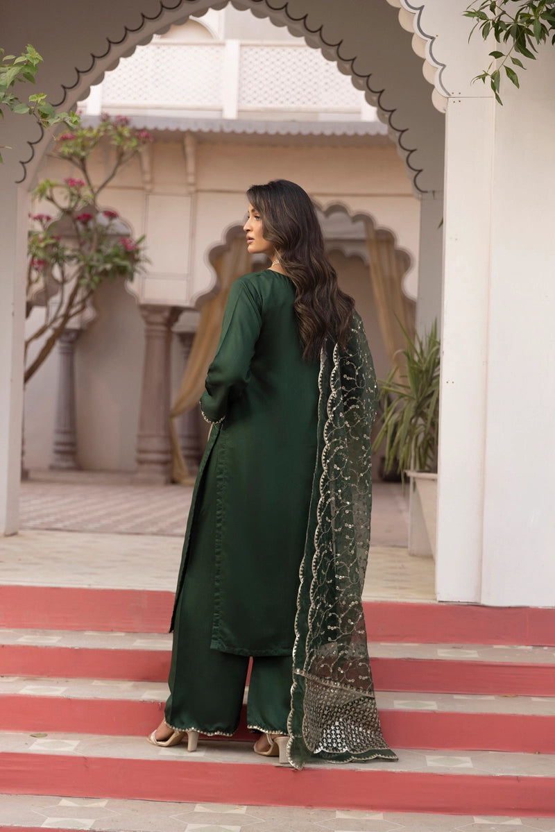 Charisma Primo Luxe Collection Viscose Silk 3 Piece Green Outfit