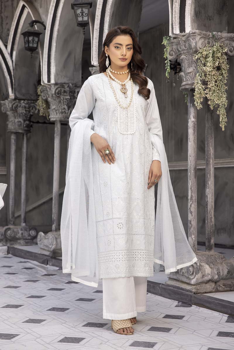 Sana Safinaz Inspired Ladies Mint Blue Chikan Kari Mummy & Me Eid Outfit - Desi Posh