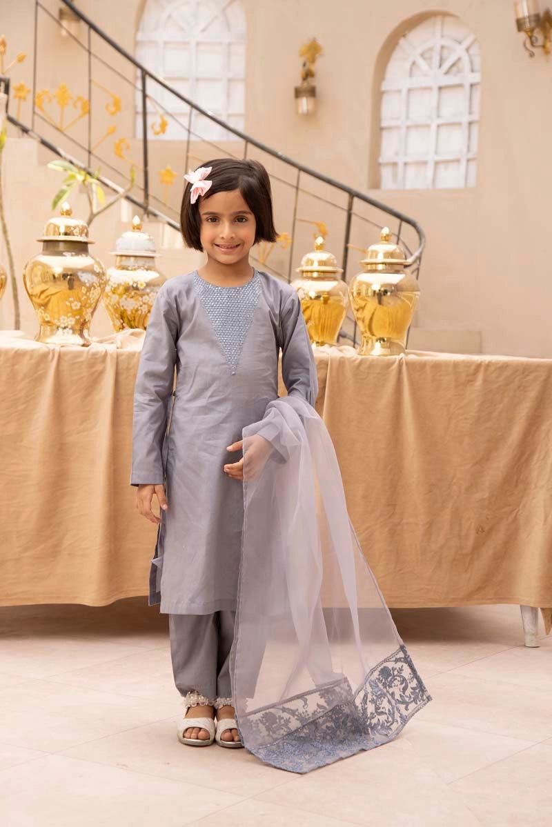 Nakhra Mummy & Me Girls Steel Blue Eid Outfit NKR05K - Desi Posh