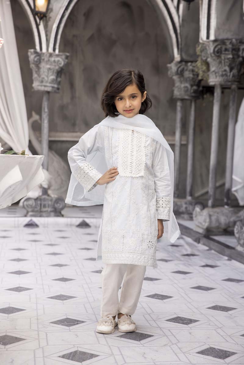 Sana Safinaz Inspired Girls Mint Blue Chikan Kari Mummy & Me Eid Outfit - Desi Posh